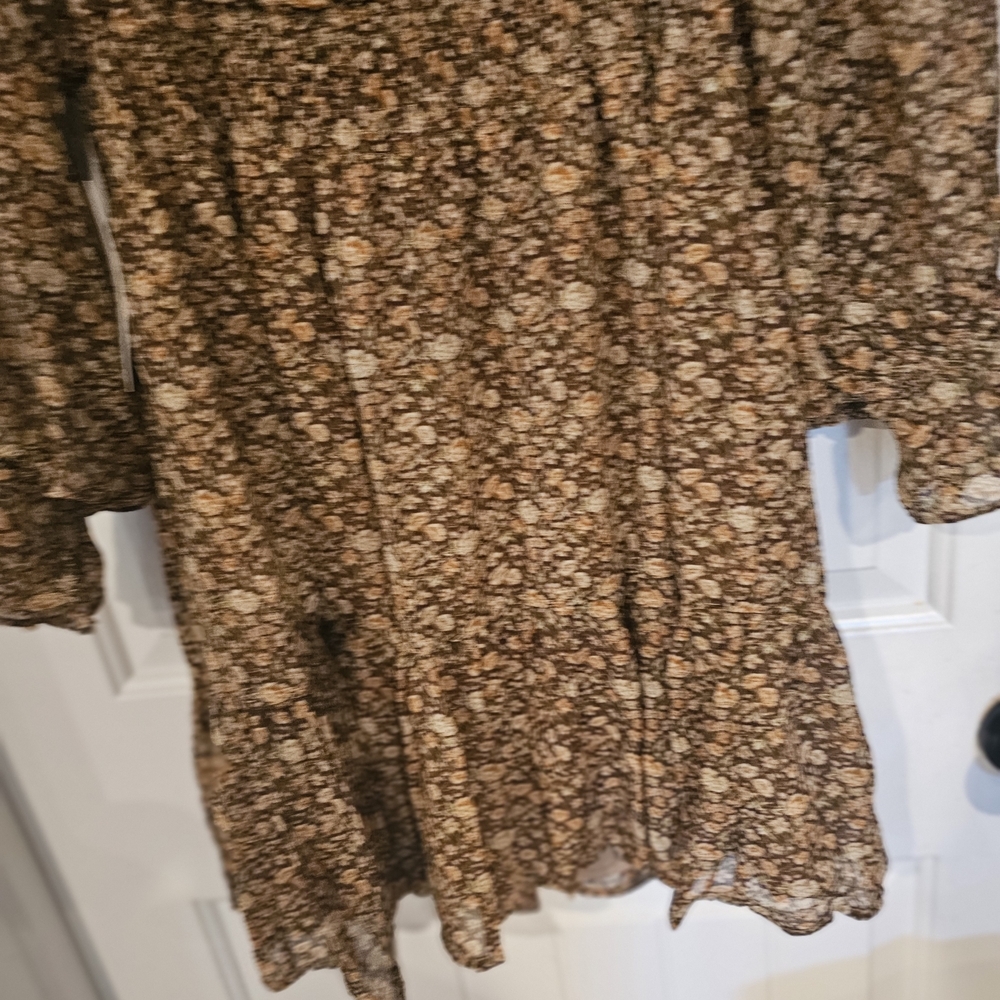 Bohme Lotte Mini Brown & Tan Long Sleeve Dress Sz L - Picture 9 of 16